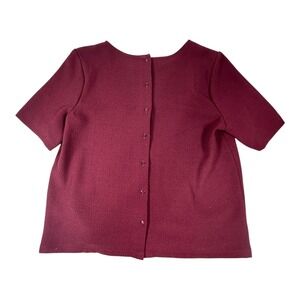 Forever 21 Burgundy Blouse Snap Button‎ Short Sleeve Top - Size M